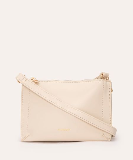 bolsa retangular pequena com bolso off white Único