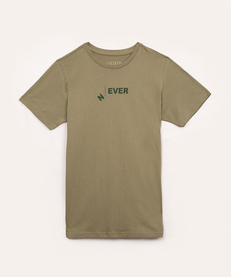 camiseta juvenil de algodão never verde 14