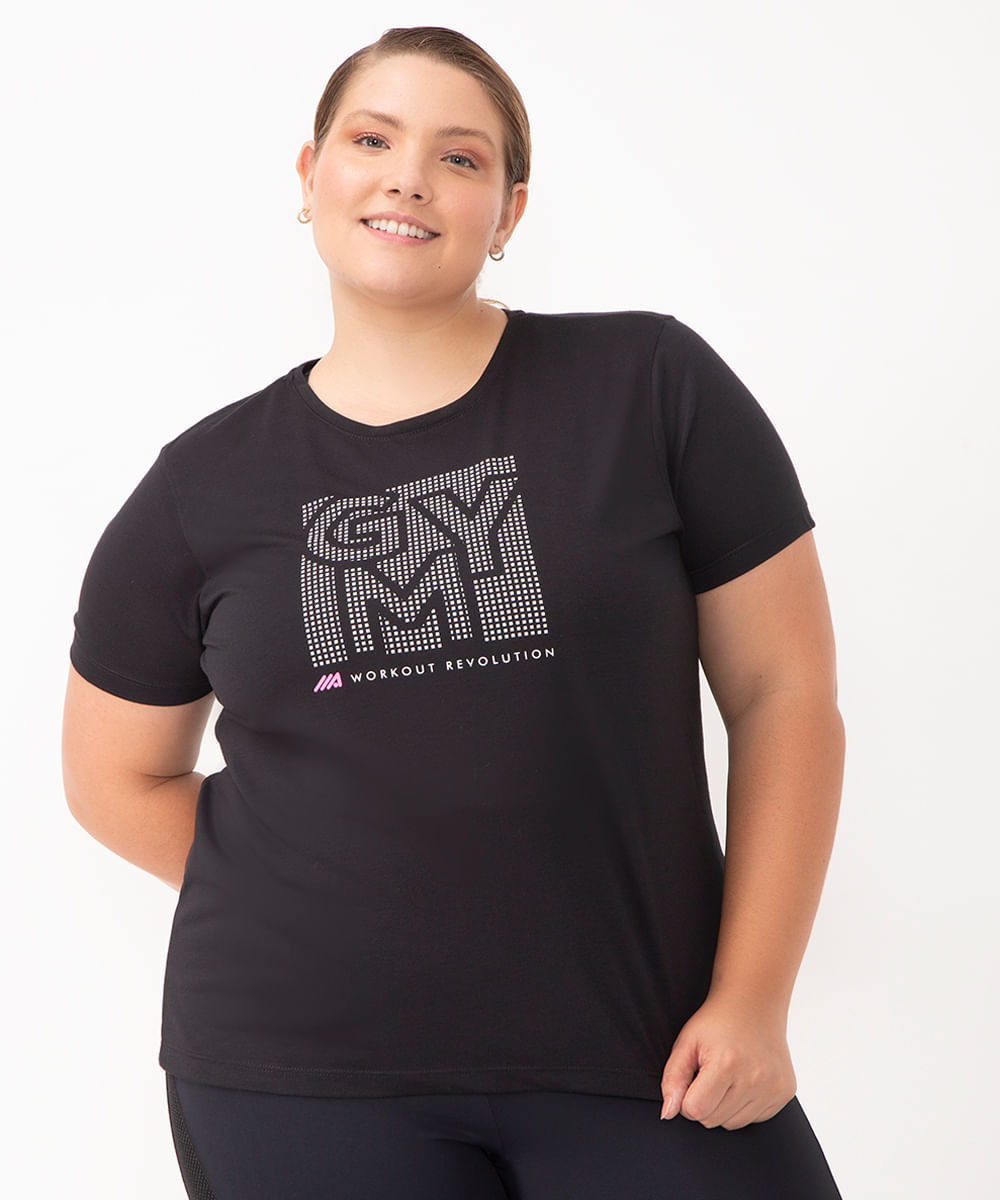 blusa gym esportiva ace plus size preto