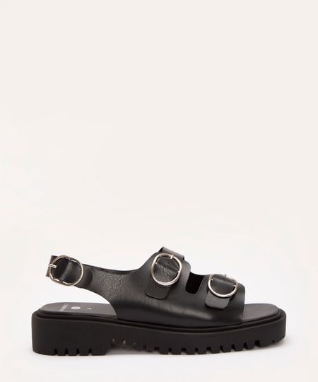 sandália flatform com fivelas mindset preto 37 sandália flatform com fivelas mindset preto 37