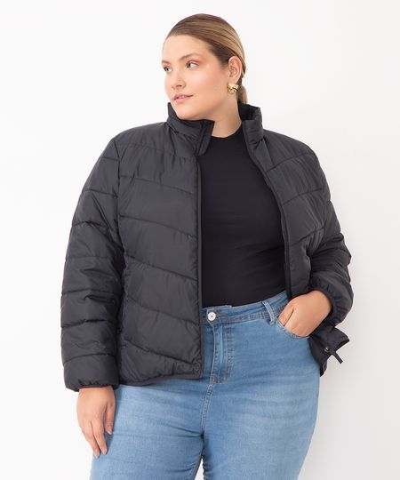 jaqueta puffer plus size preto GG1