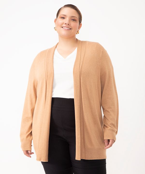 suéter capa de tricot plus size - bege GG3