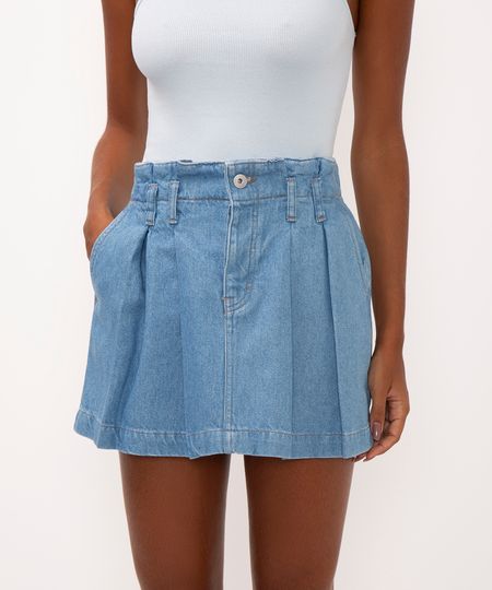 minissaia jeans cintura super alta ciclos azul claro 36 minissaia jeans cintura super alta ciclos azul claro 36