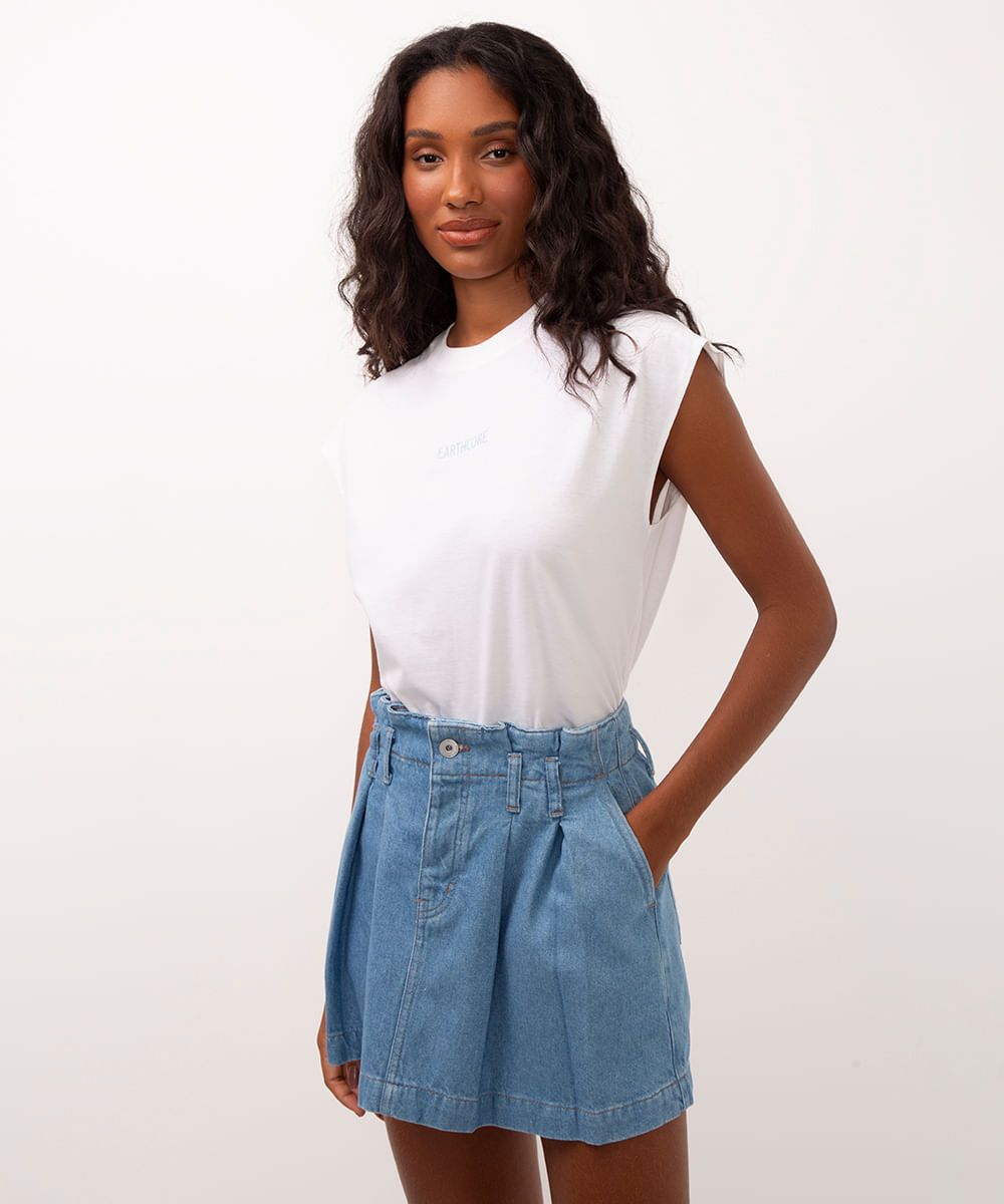 blusa muscle tee de algodão earthcore off white