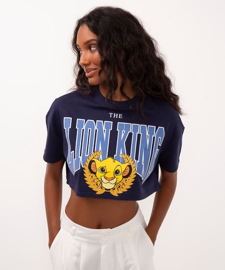 cropped de moletinho o rei leão azul marinho PP cropped de moletinho o rei leão azul marinho PP