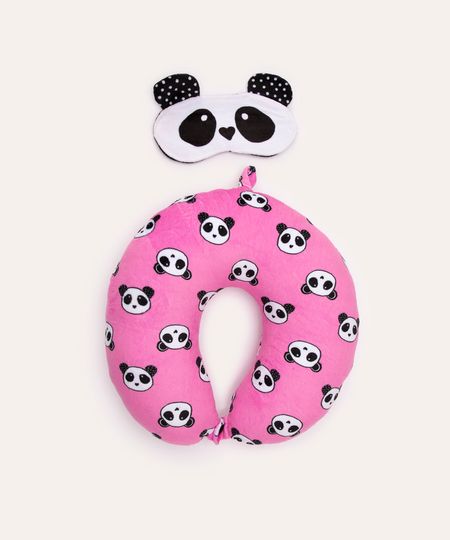 apoio de pescoço com máscara panda rosa UNICO apoio de pescoço com máscara panda rosa UNICO