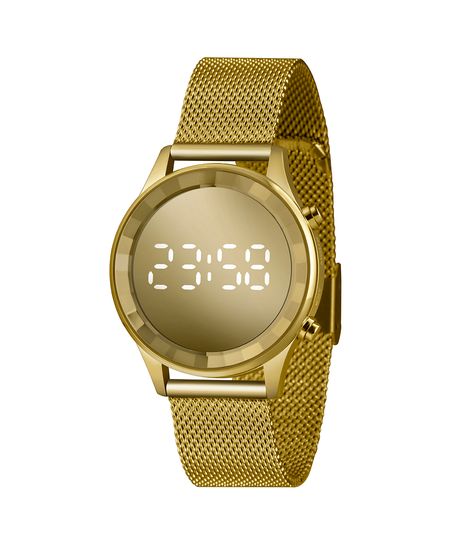 relógio digital lince LDG4648L CXKX dourado UNICO