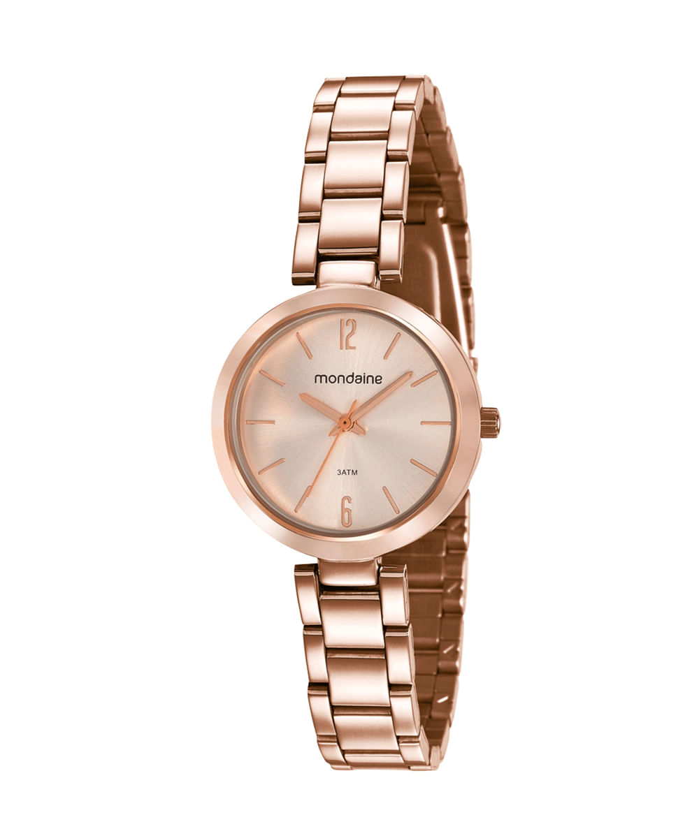 kit relógio analógico mondaine 53611LPMVRE2KT com pulseira rosê