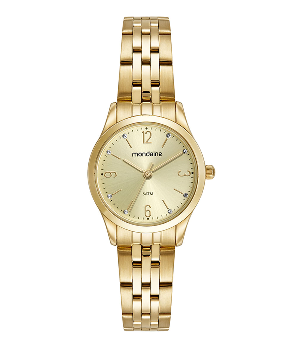 kit relógio mondaine analógico 32720LPMKDE1K1 com colar e brinco dourado kit relógio mondaine analógico 32720LPMKDE1K1 com colar e brinco dourado