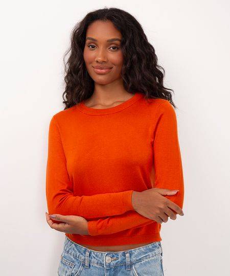suéter de tricô básico laranja G