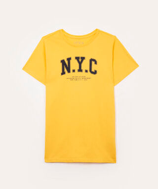 camiseta de algodão infantil nyc amarela