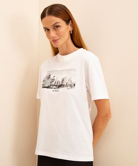 camiseta de algodão los angeles mindset off white PP