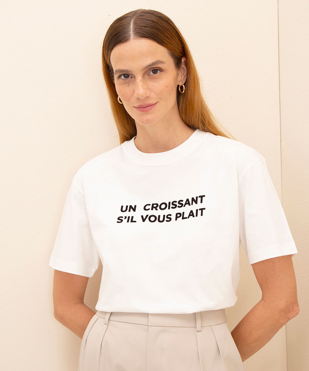 camiseta de algodão croissant mindset off white