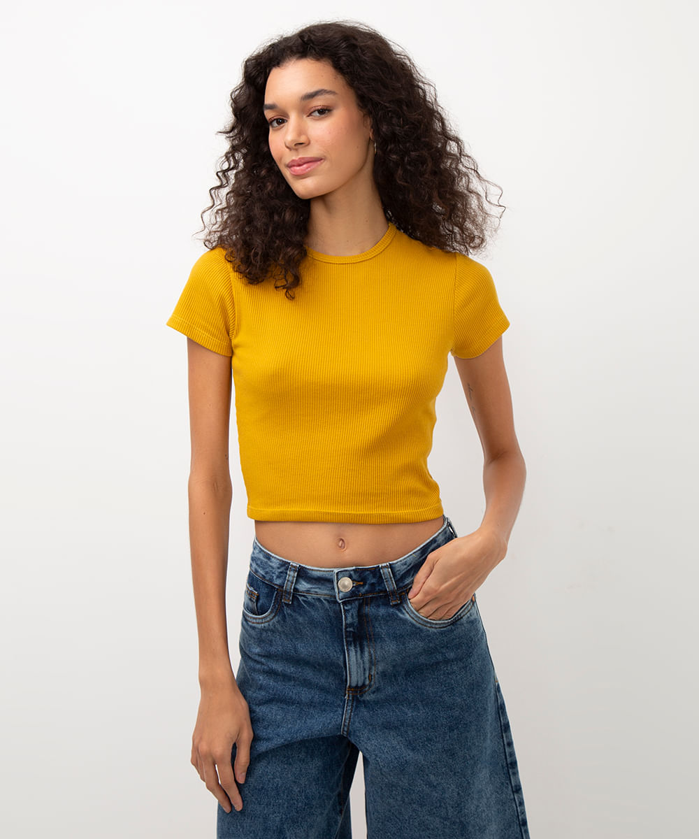 cropped baby look amarelo