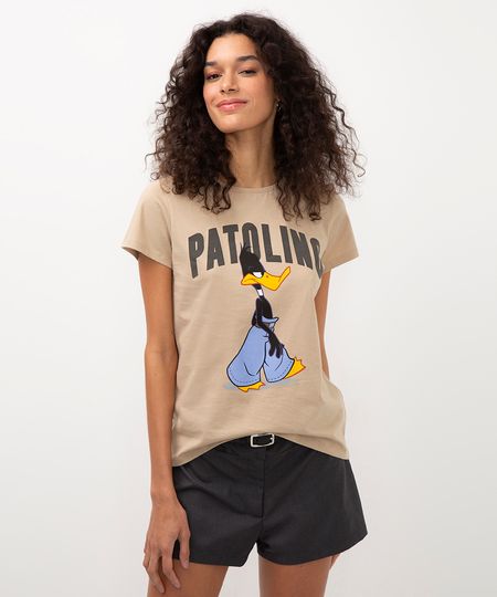 camiseta de algodão patolino bege M camiseta de algodão patolino bege M