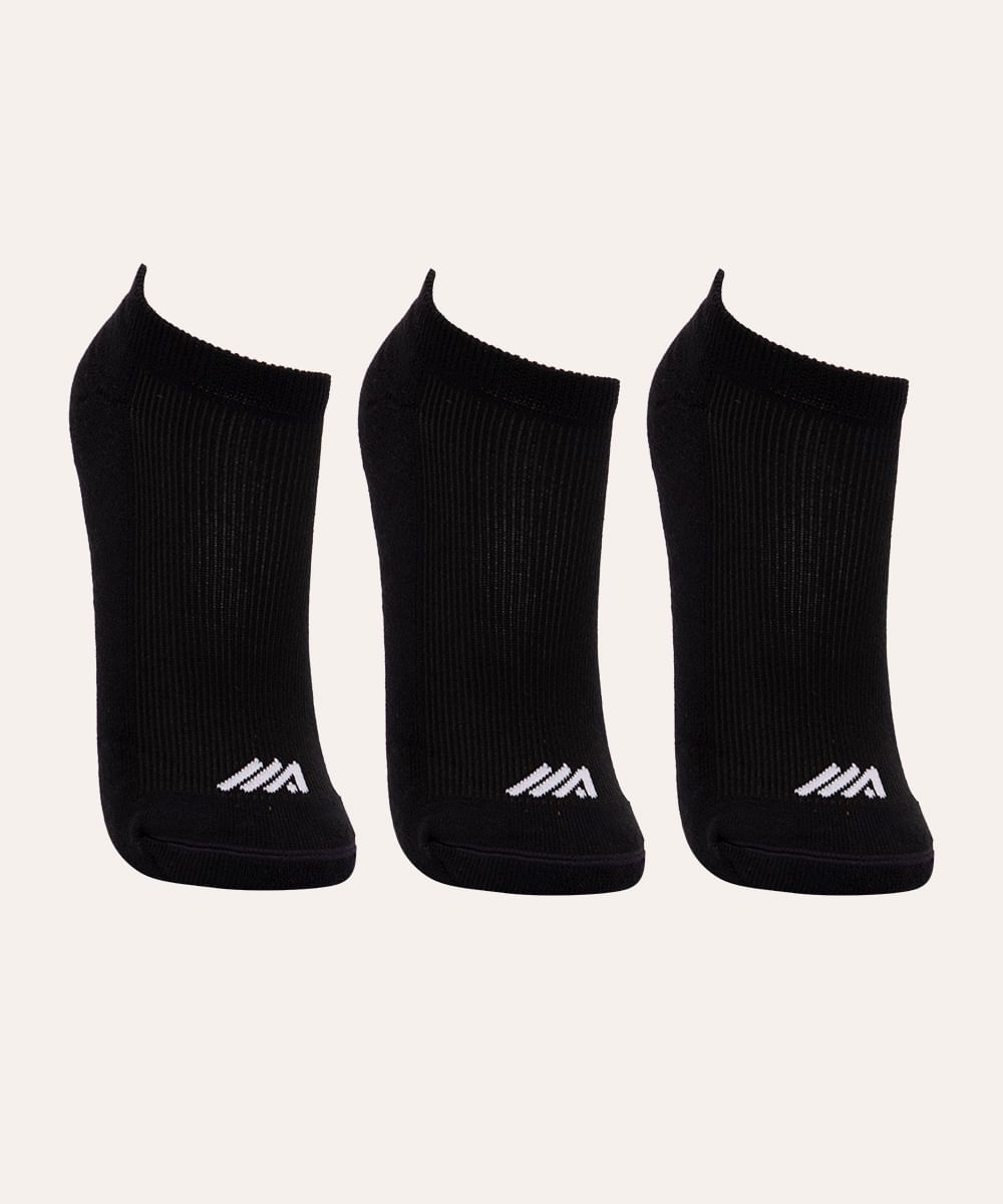 kit de 3 pares de meias training esportivas ace preto