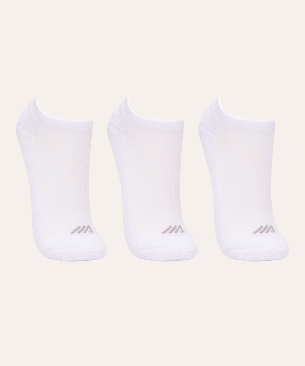 kit de 3 pares de meias training esportivas ace branco