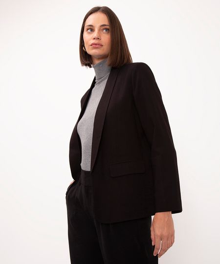 blazer alongado de viscose preto P