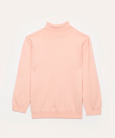 blusa de tricot infantil gola alta rosa 4