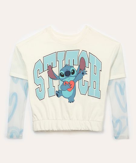 blusa de algodão infantil stitch off white 4