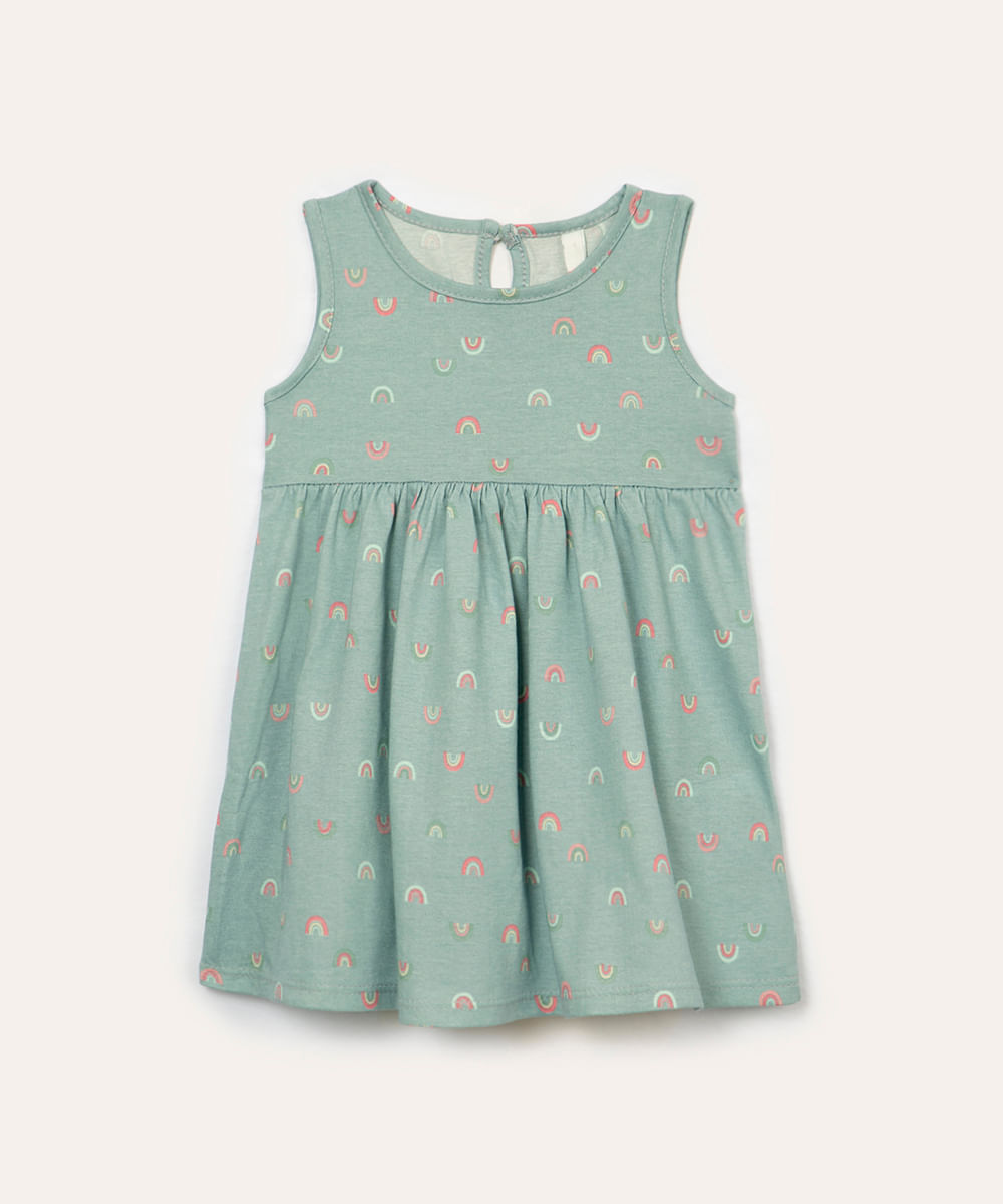 vestido de algodão infantil verde