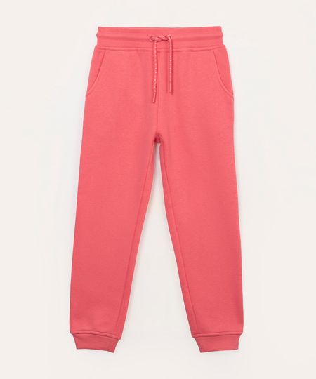 calça infantil jogger de moletom rosa 8