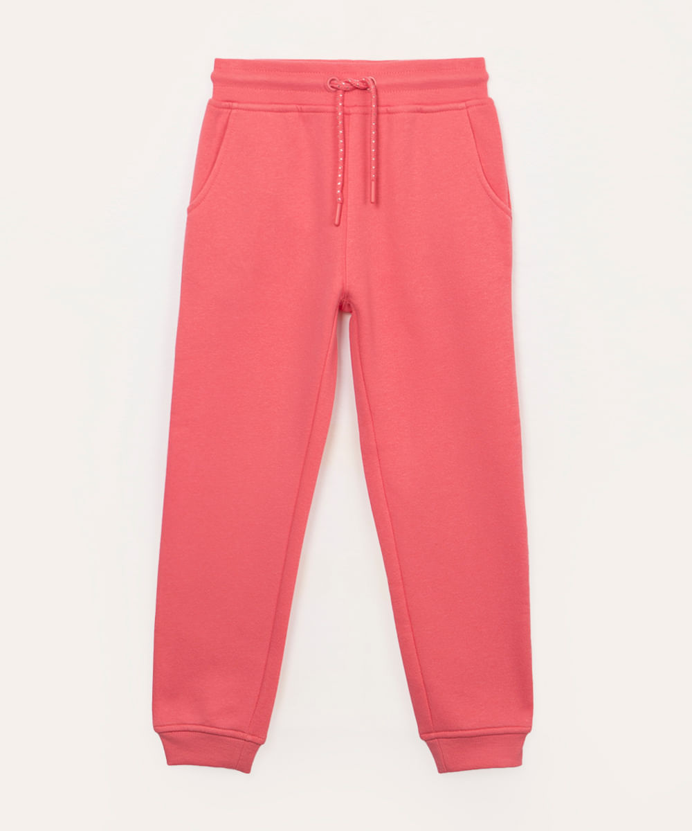 calça infantil jogger de moletom rosa