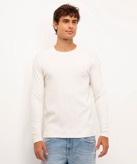 camiseta canelada manga longa - OFF WHITE M camiseta canelada manga longa - OFF WHITE M
