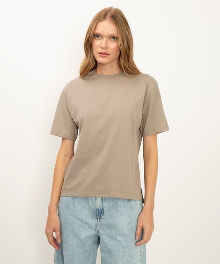 camiseta de algodão manga curta cinza G