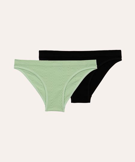 kit de 2 calcinhas biquíni texturizadas colorida P