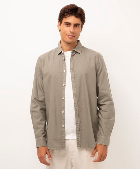 camisa oxford manga longa verde PP