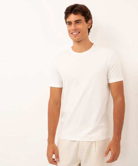camiseta de algodão manga curta dobrada off white PP