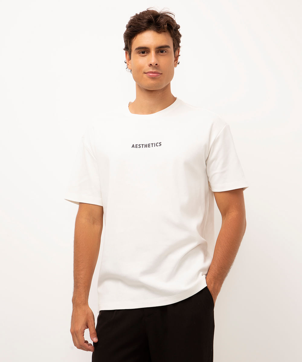 camiseta de algodão aesthetics off white