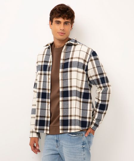 camisa de sarja xadrez azul marinho G camisa de sarja xadrez azul marinho G