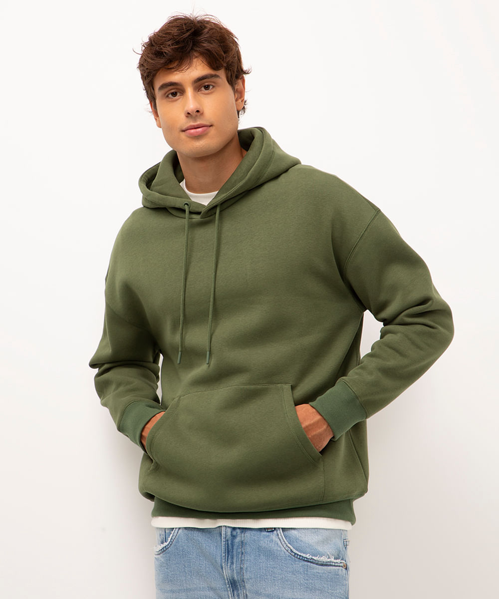 blusão de moletom oversized com capuz verde