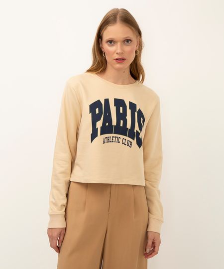 blusa de moletom paris bege PP blusa de moletom paris bege PP