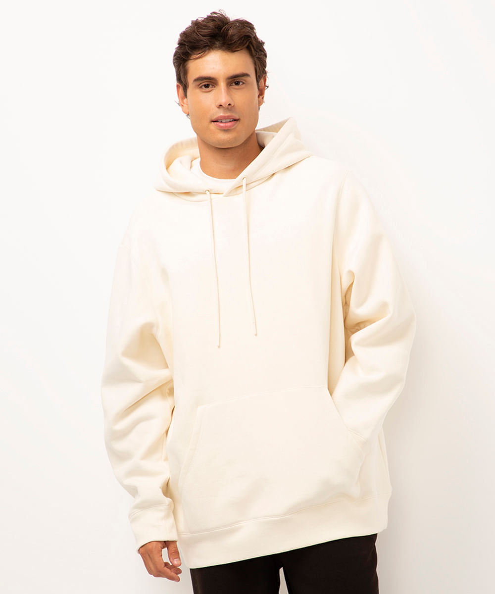 blusão de moletom oversized com capuz off white