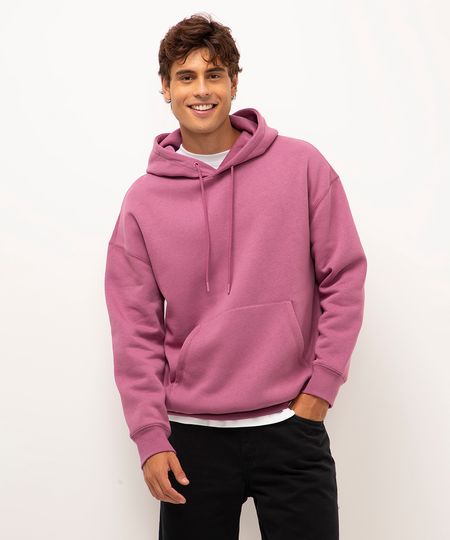 blusão de moletom oversized com capuz rosa P