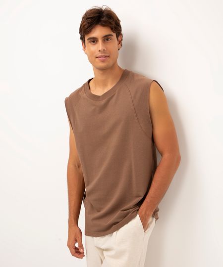 regata machão raglan marrom PP
