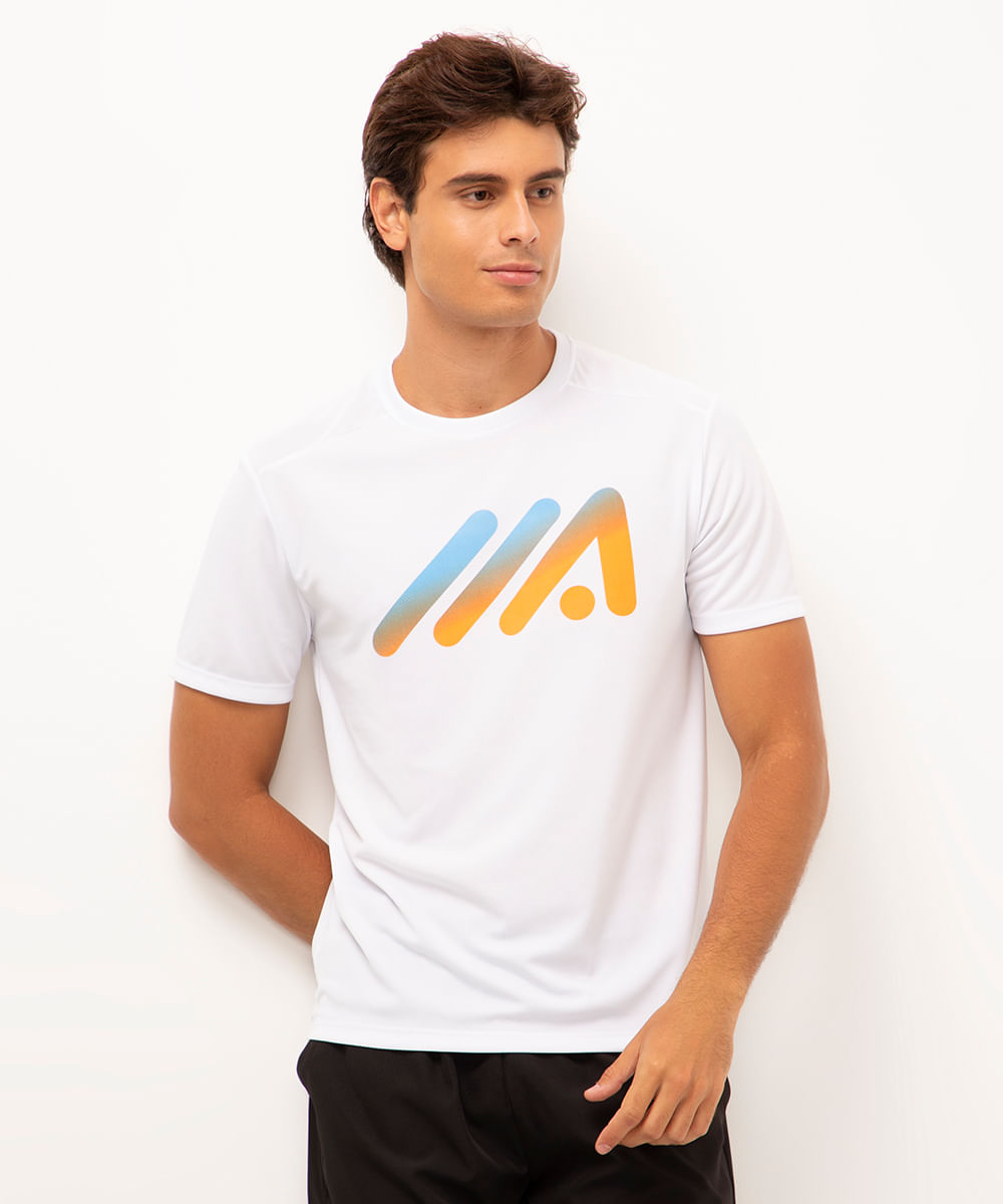 camiseta esportiva ace degradê branco