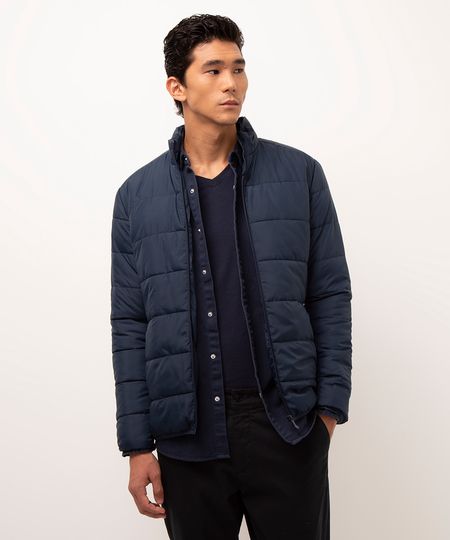 jaqueta puffer básica azul marinho P