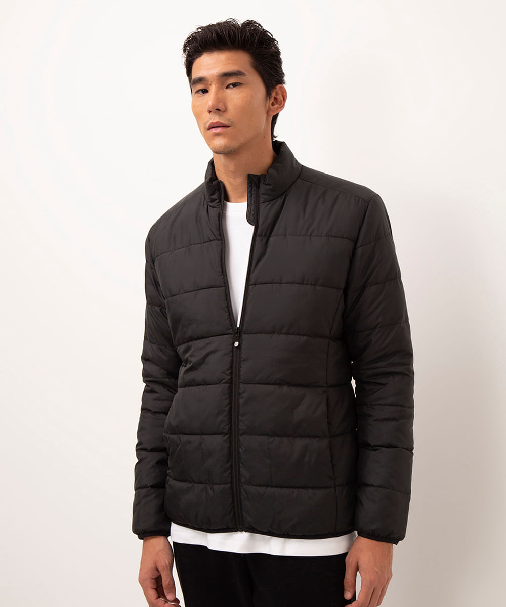 jaqueta puffer básica preto