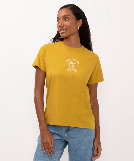 camiseta de algodão coffee club amarela PP