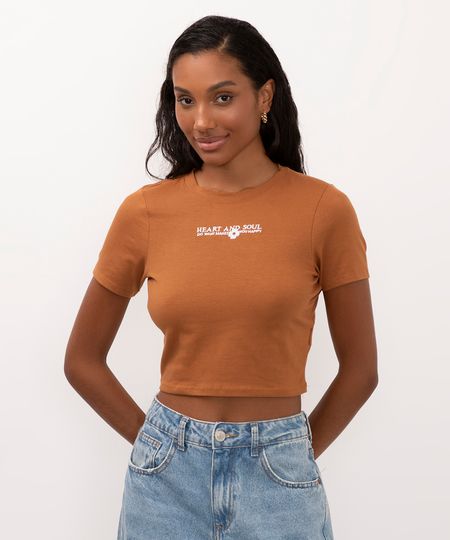 camiseta de algodão heart and soul marrom M camiseta de algodão heart and soul marrom M