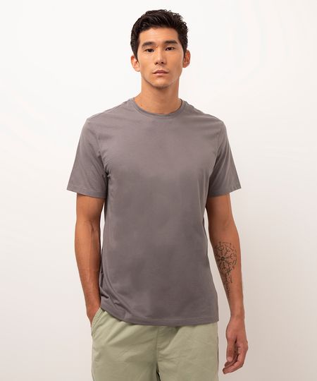 camiseta de algodão básica manga curta - cinza médio GG