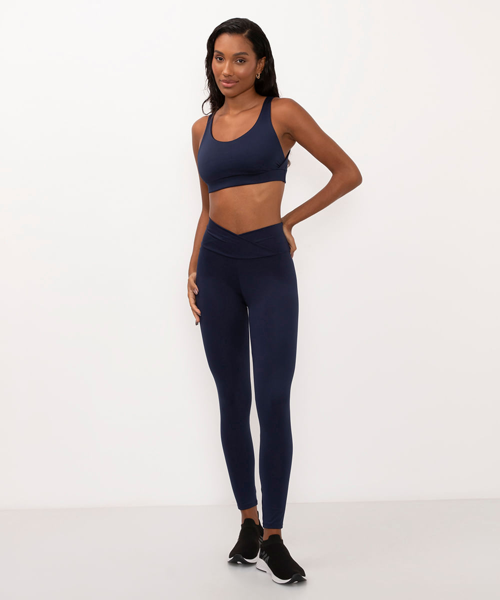 calça legging corsário cintura alta esportiva ace azul marinho