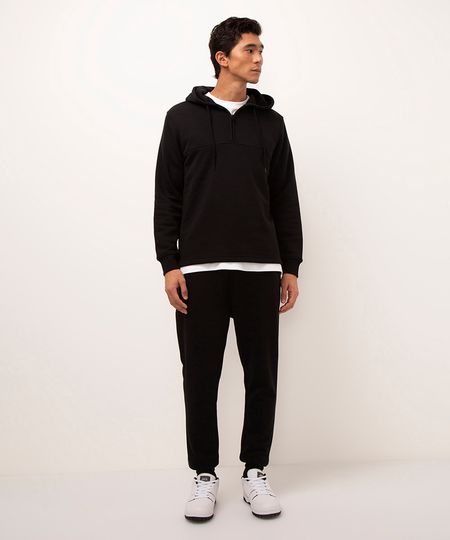 calça jogger de moletom preto GG calça jogger de moletom preto GG