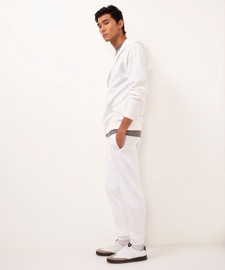 calça jogger de moletom branco M