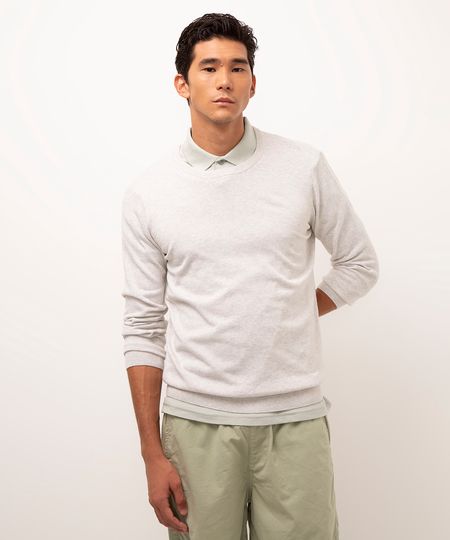 suéter de tricot gola careca off white P