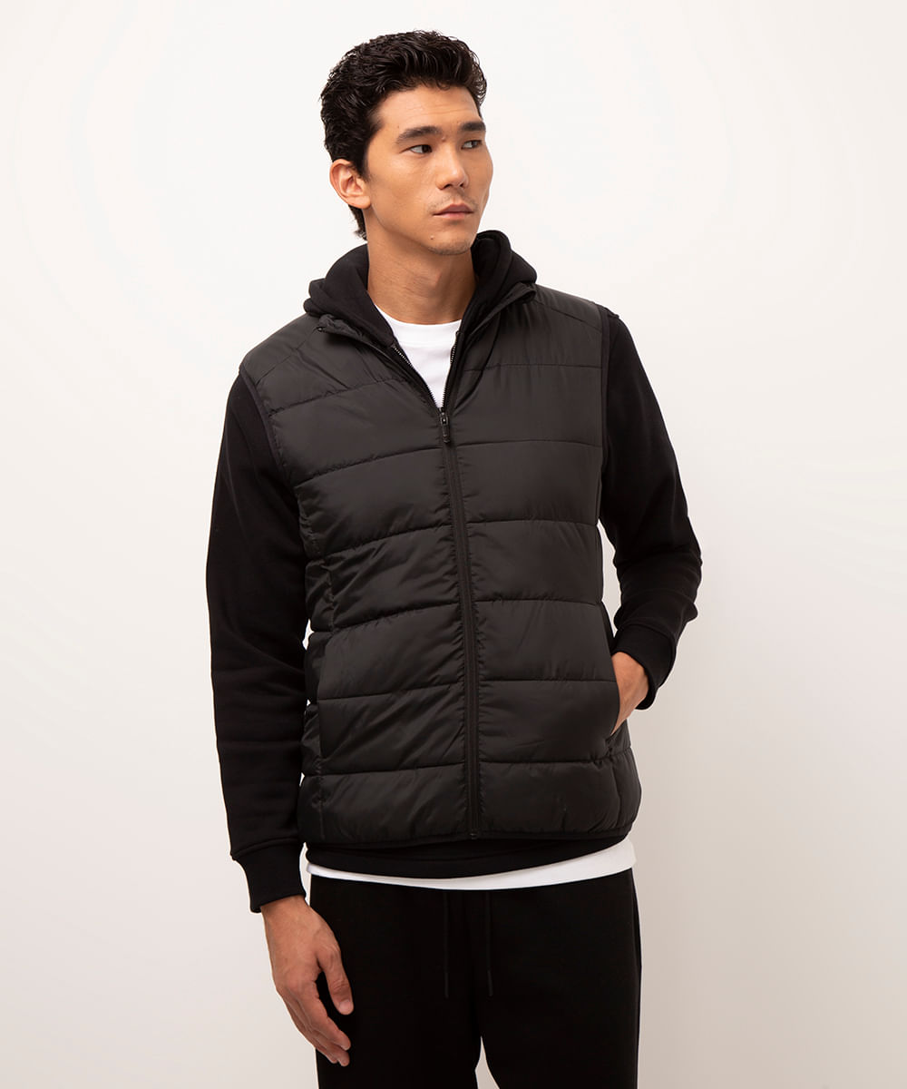 colete puffer básico preto